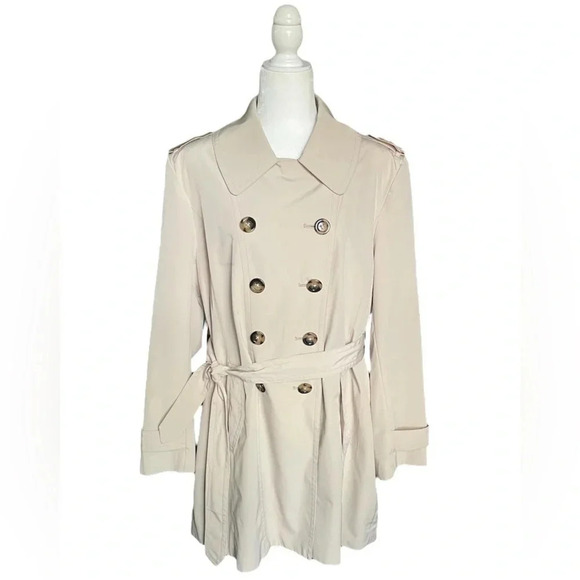 London Fog Double Breasted Belted Trench Coat - Picture 1 of 5